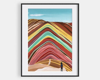 Rainbow Mountain Peru Painting - Giclée Printed Art - Free Shipping with tracking