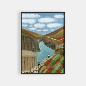 Canyon di Stuðlagil, Islanda - Stampa artistica dell'Islanda - Decorazione murale con dipinto di viaggio
