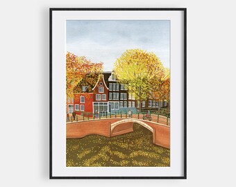 Amsterdam canals- Amsterdam Netherlands Art Print Free shipping with tracking