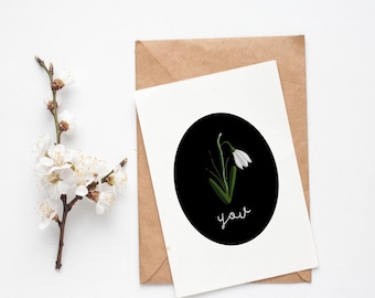Sneeuwklokjekaart - cadeau voor haar - Valentijnsdag briefkaart