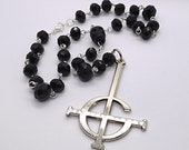 国内で当店のみ 666999 - Gothic romance Crucifix pearl Grucifix Car Rosary | Ghost Cross, Black Glass Rosary