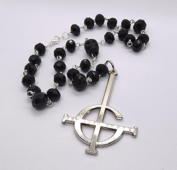 Grucifix Car Rosary | Ghost Cross, Black Glass Rosary, Nameless