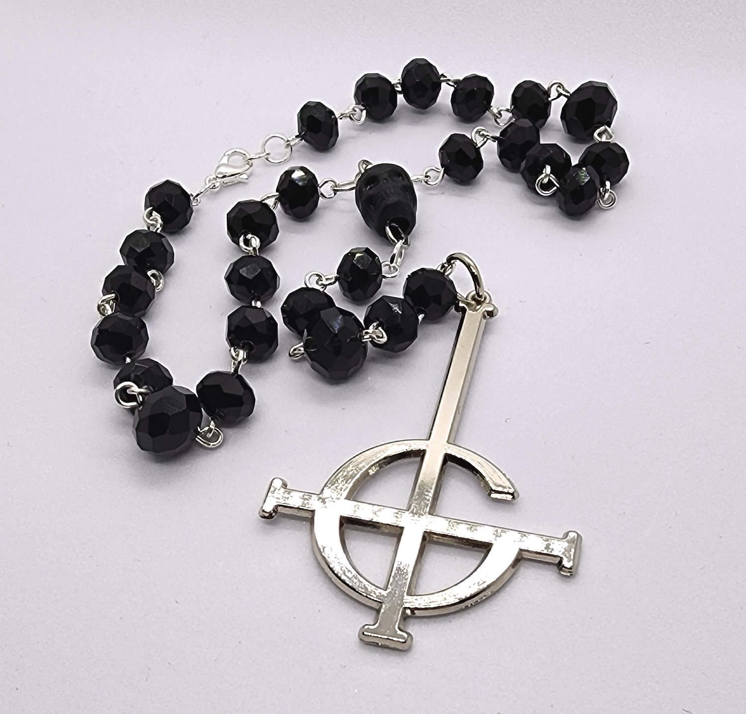 Grucifix Car Rosary | Ghost Cross, Black Glass Rosary, Nameless