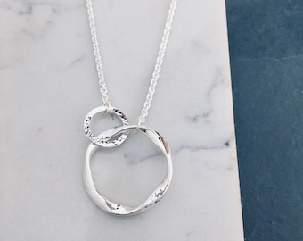 Handmade Twist Ring Necklace • adjustable chain • Silver Eternity Pendant • Infinity Necklace • Birthday/Wedding/Anniversary Gift for Her