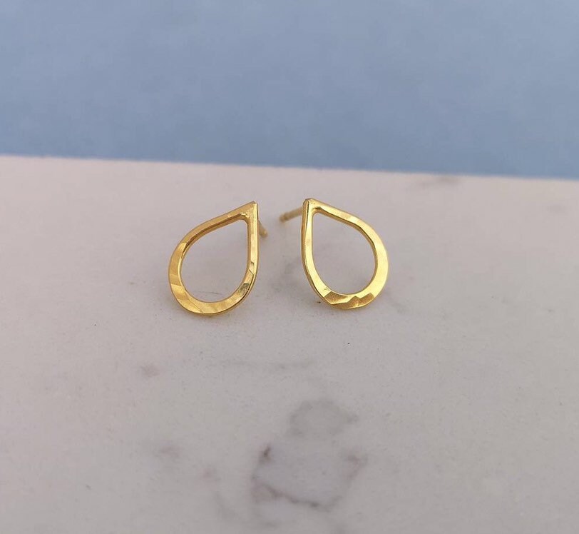 Gold Teardrop Earrings 22ct Yellow Gold Vermeil Sterling | Etsy