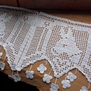 rideau brise bise au crochet âne coton blanc façon bellilois image 1