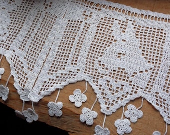 rideau brise bise au crochet âne coton blanc façon bellilois