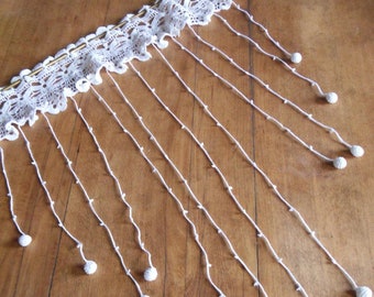 voilage dentelle au crochet d'art la cascade des boules xl