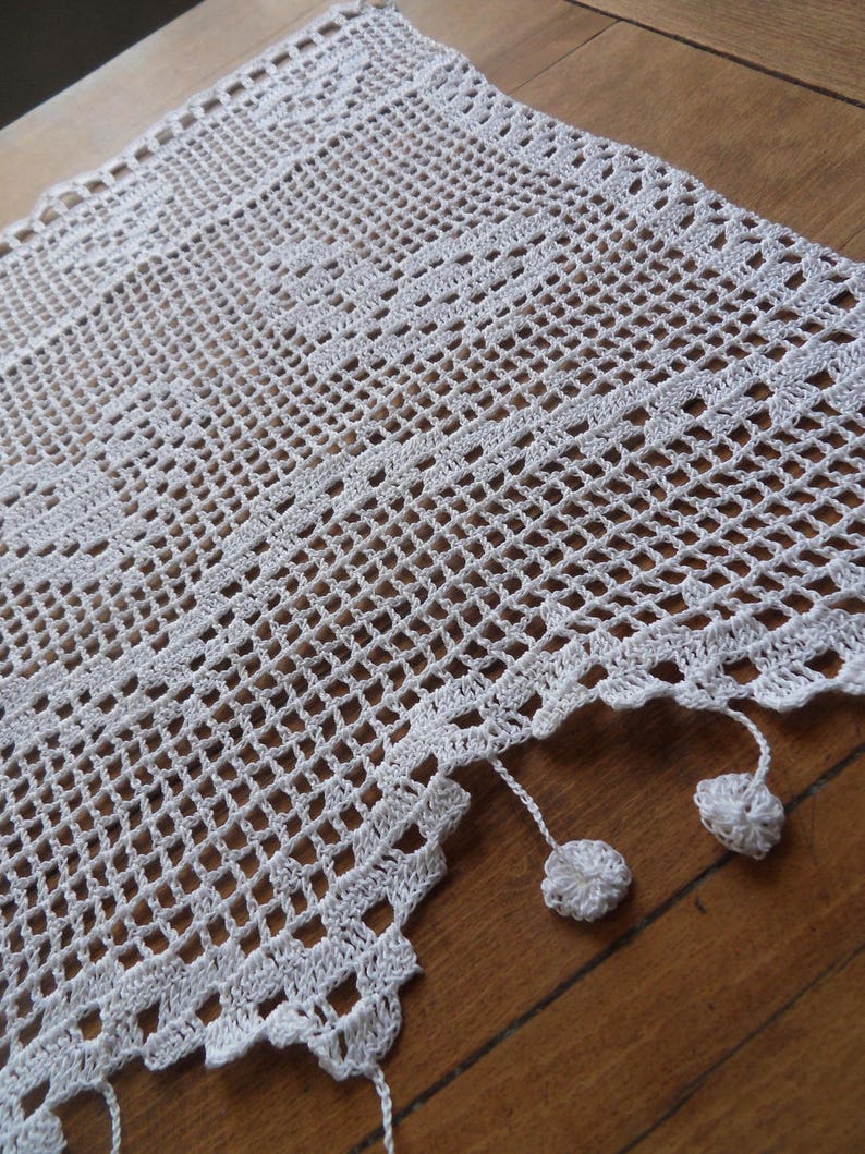 rideau crochet fait main papillons en 50 cm de large image 3