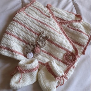 gilet débardeur sans manche façon kimono fille mon amour de lapin bébé 3-6 mois laine au crochet image 2