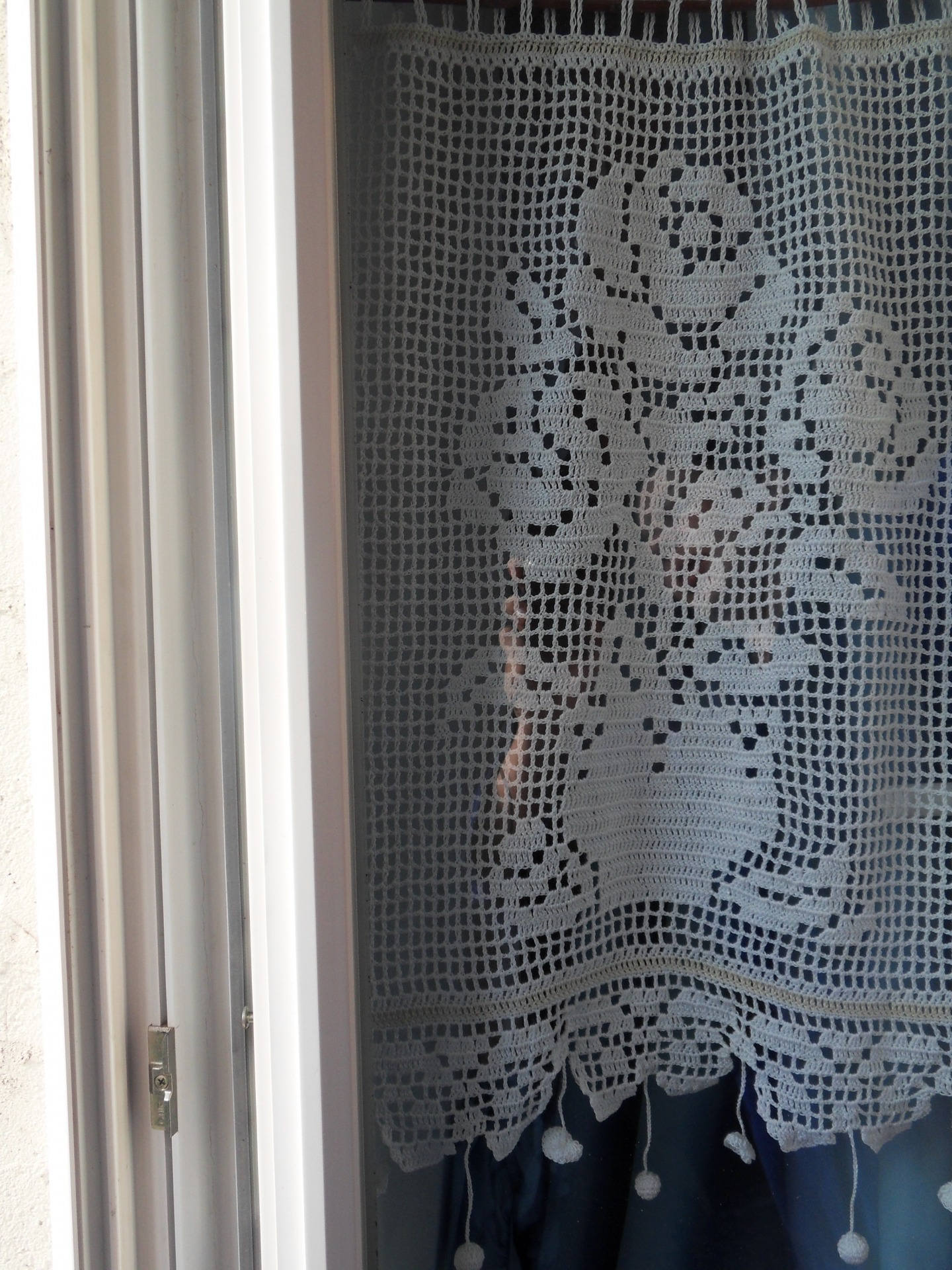 Rideau Crochet Artisanal Français S. Raisonnier 'La Rose Et Le Papillon' - 65x88 Cm - Neuf