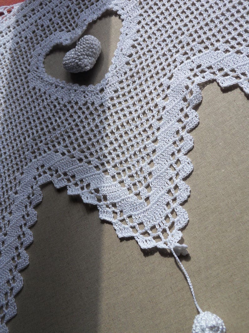 Rideau dentelle gros coeur au crochet fait main afbeelding 3