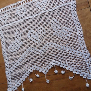 rideau crochet fait main papillons en 50 cm de large image 1