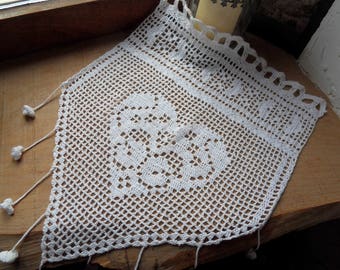 Rideau Crochet Coeur dentelle fine