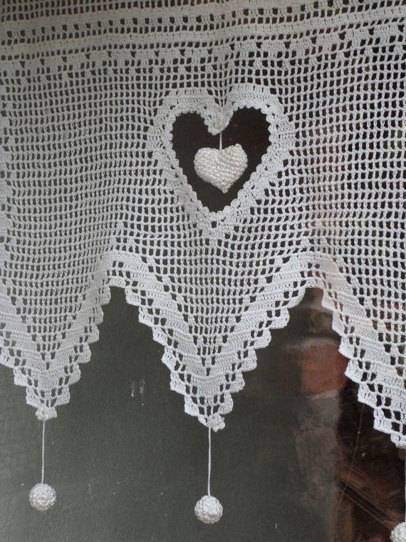 DENGS Rideau Court en Dentelle Crochet, Demi-Rideau Romantique