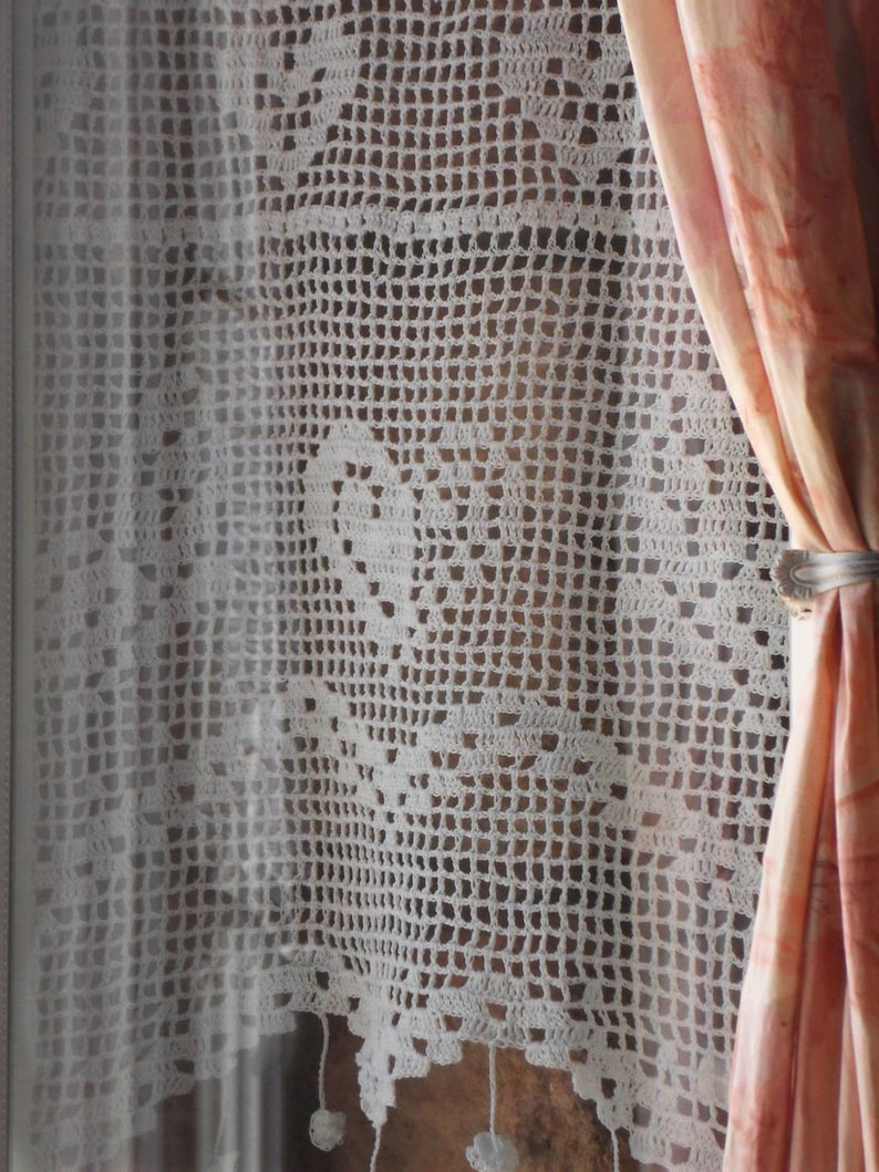rideau crochet fait main papillons en 50 cm de large image 2