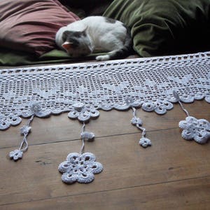 voilage d'autrefois fleurs au crochet d'art blanc image 3