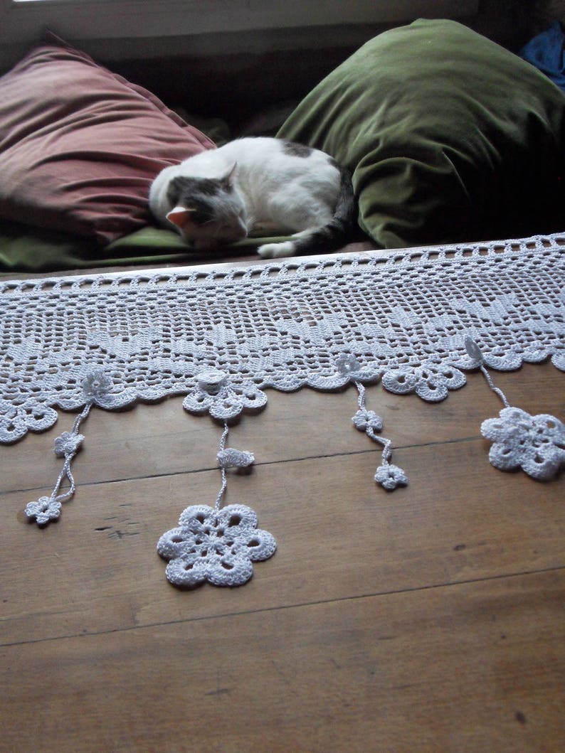 voilage d'autrefois fleurs au crochet d'art blanc image 3