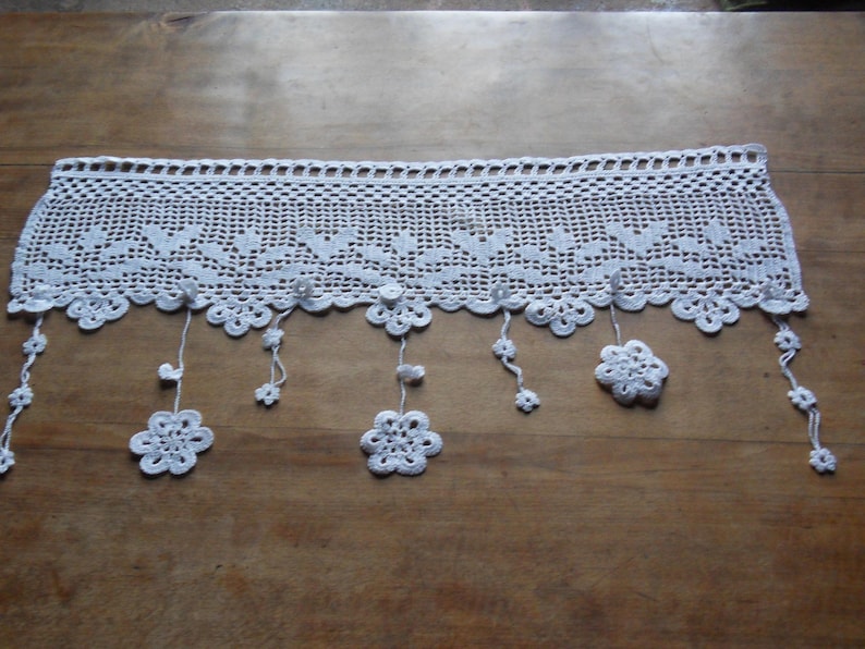 voilage d'autrefois fleurs au crochet d'art blanc image 2