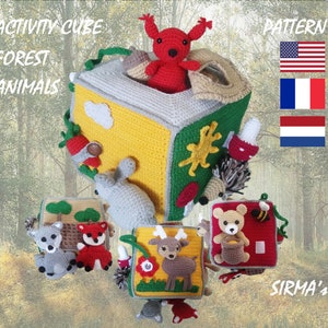 Activity Cube – Forest Animals Crochet Pattern - Amigurumi Toy Tutorial - English, Français, Nederlands