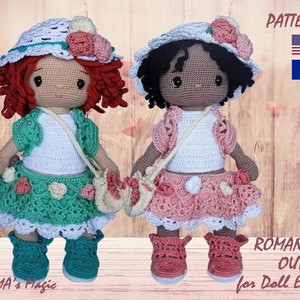 Doll Ellie "Romantic Outfit" Crochet Pattern - Crochet Clothes for Doll Ellie Amigurumi Pdf Tutorial - English, Français