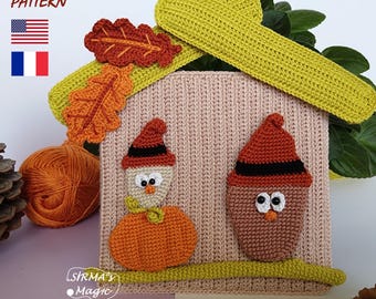 Autumn Owl House Crochet Pattern: Wall Hanging, Amigurumi Decor Tutorial (English, French)