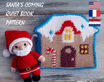 Santa’s Coming Quiet Book Crochet Pattern - Toddler Christmas Busy book - Baby Book with Amigurumi Santa - English, Français, Nederlands