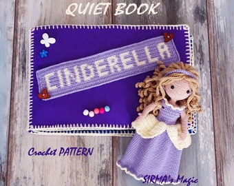 Cinderella Quiet Book Crochet Pattern - Busy Story Book and doll Cinderella