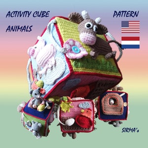 Activity Cube – Animals Crochet Pattern - Amigurumi Toy Tutorial - English, Nederlands