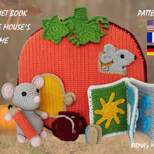 Mouse's Home Quiet Book Crochet Pattern - Busy Activity Sensory Book Mouse House Amigurumi Tutorial - English, Français, German