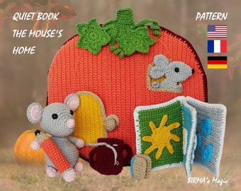 Mouse's Home Quiet Book Crochet Pattern - Busy Activity Sensory Book Mouse House Amigurumi Tutorial - English, Français, German