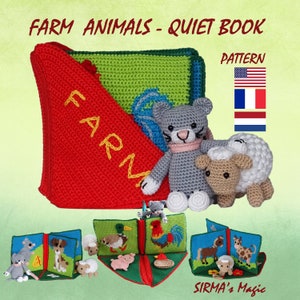 Farm Animals Quiet Book Crochet Pattern Busy Activity Sensory Pop-up Book Domestic Animal Amigurumi Pattern English,Français,Nederlands image 1