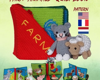 Farm Animals Quiet Book Crochet Pattern - Busy Activity Sensory Pop-up Book Domestic Animal Amigurumi Pattern - English,Français,Nederlands