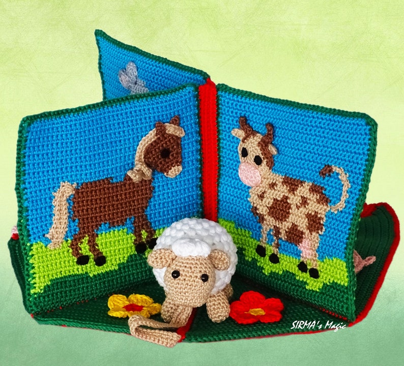 Farm Animals Quiet Book Crochet Pattern Busy Activity Sensory Pop-up Book Domestic Animal Amigurumi Pattern English,Français,Nederlands image 5