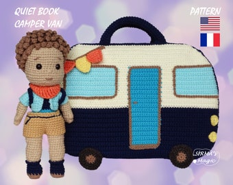 Modèle au crochet Camper Van Quiet Book, Boy Doll Amigurumi : Activity Dollhouse (français, anglais)