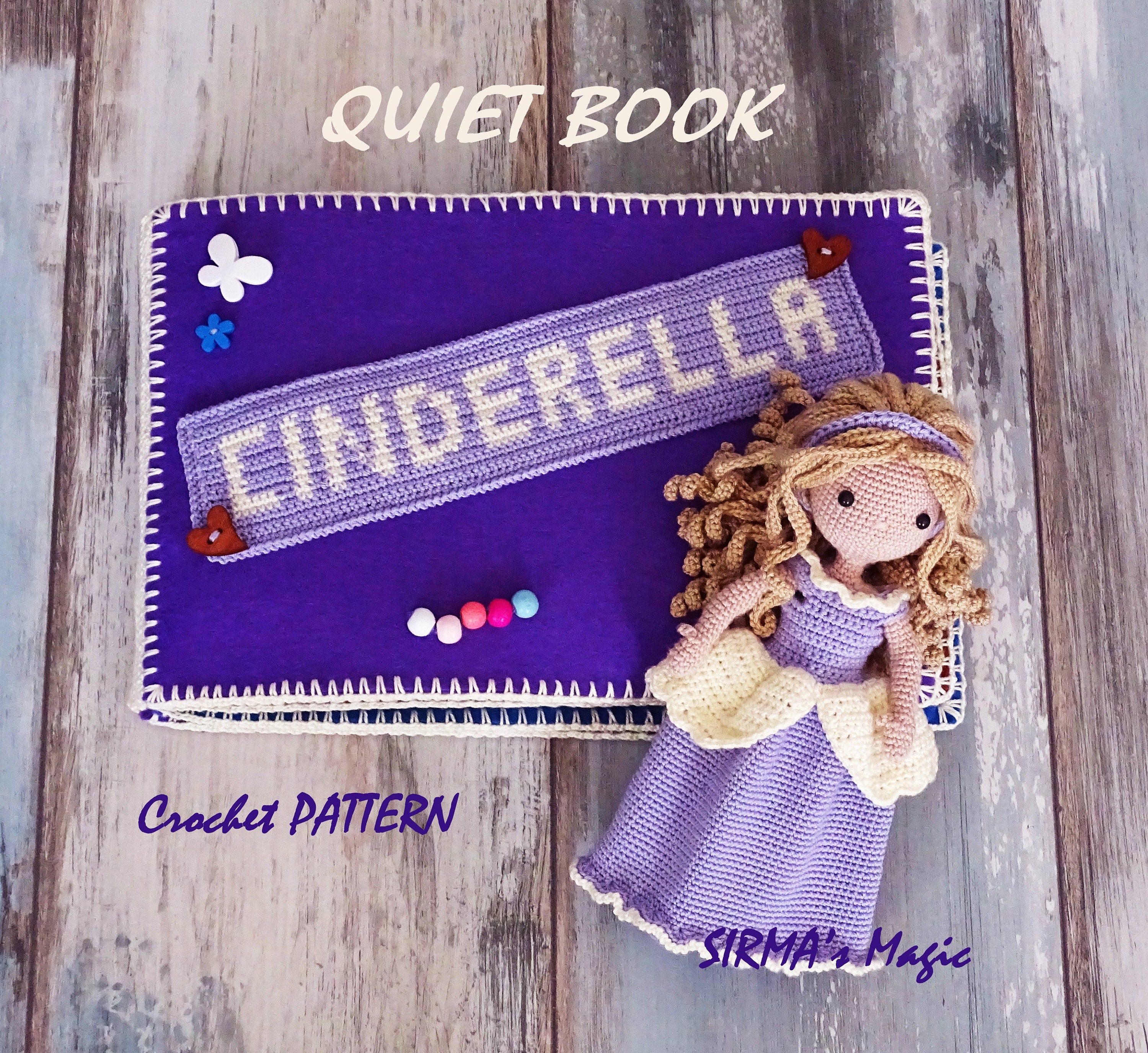 Cinderella Quiet Book Crochet Pattern Busy Story Book and Doll Cinderella 