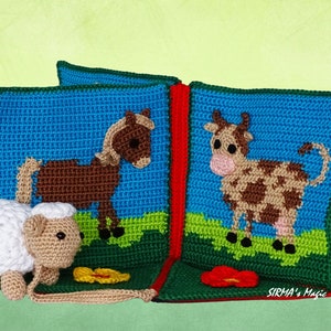 Farm Animals Quiet Book Crochet Pattern Busy Activity Sensory Pop-up Book Domestic Animal Amigurumi Pattern English,Français,Nederlands image 8