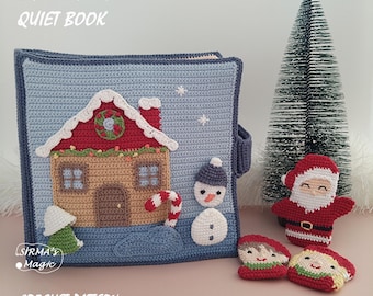 Patron au crochet pour un livre tranquille de contes de Noël : livre d'activités amigurumi, tutoriel du père Noël (français, anglais)