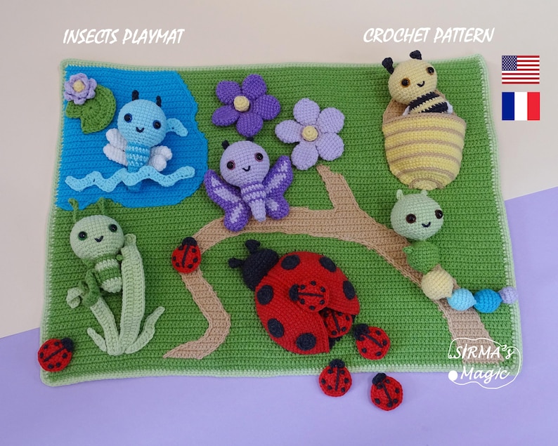 Playmat Insects Crochet Pattern: Bugs Amigurumi Play Set and Activity ...