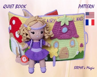 Fairyland Quiet Book Crochet Pattern - Busy Activity Sensory Book Wonderland with Fairy Doll Amigurumi Pattern - English, Français