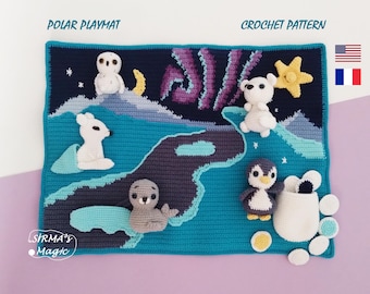 Tapis de jeu polaire au crochet : ensemble de jeu Arctic Amigurumi et tapis d'éveil (français, anglais)