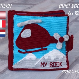 Quiet Book for Boy Crochet Pattern - Busy Activity Sensory Book Transport and Vehicles Amigurumi Pattern - English, Français, Nederlands