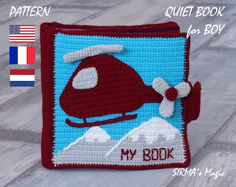 Quiet Book for Boy Crochet Pattern - Busy Activity Sensory Book Transport and Vehicles Amigurumi Pattern - English, Français, Nederlands