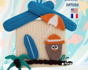 Patron au crochet Summer Owl House : suspension murale, tutoriel de décoration Amigurumi (français, anglais)