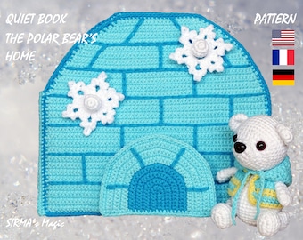 Polar Bear's Home Quiet Book Crochet Pattern - Busy Activity Sensory Book Polar Bear House Amigurumi Tutorial - English, Français, German