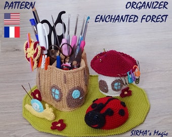 Organizer Enchanted Forest Crochet Pattern - Amigurumi Hook Holder Tutorial - Crochet Pattern Organizer