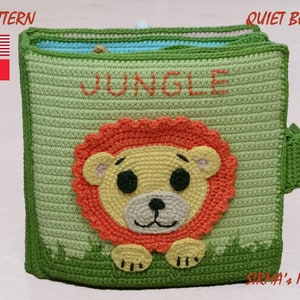 Jungle Quiet Book Crochet Pattern - Busy Activity Sensory Book with Safari Animals Amigurumi Pattern - English, Français