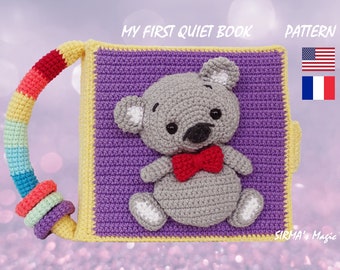 My First Quiet Book Crochet Pattern - Busy Activity Sensory Book for Toddler Amigurumi Pattern - English, Français