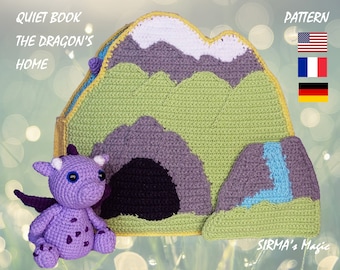 Dragon's Home Quiet Book Crochet Pattern - Busy Activity Sensory Dragon House Amigurumi Tutorial - English, Français, German
