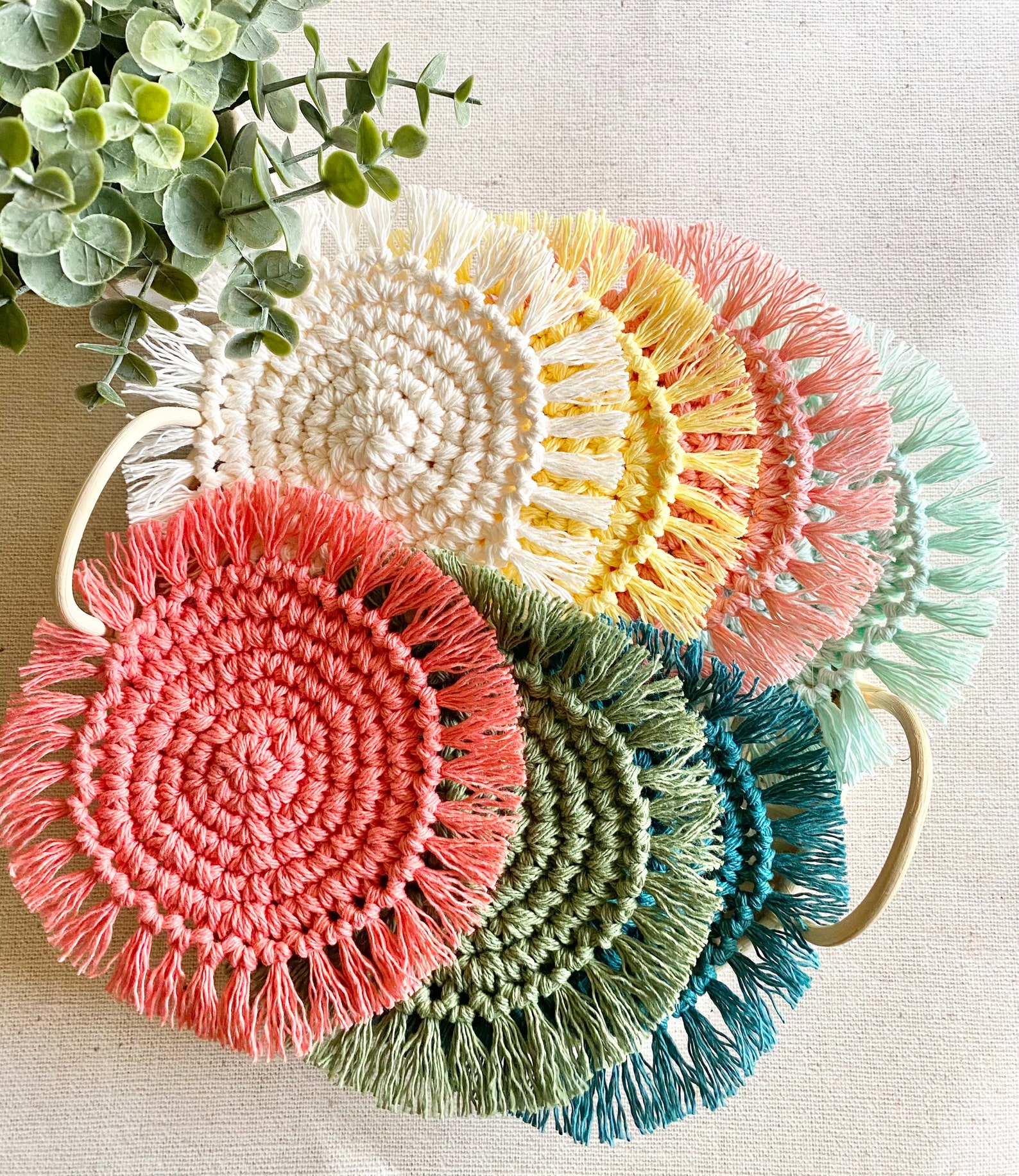 Crochet coaster boho coaster fringe coaster Gifts for her Etsy